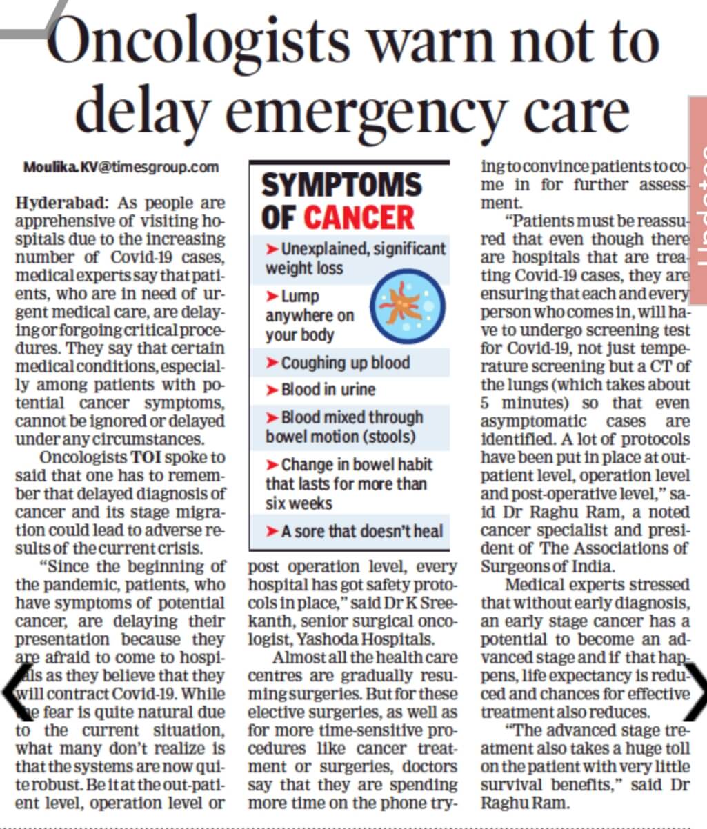 oncologist warn not to delay emergency care