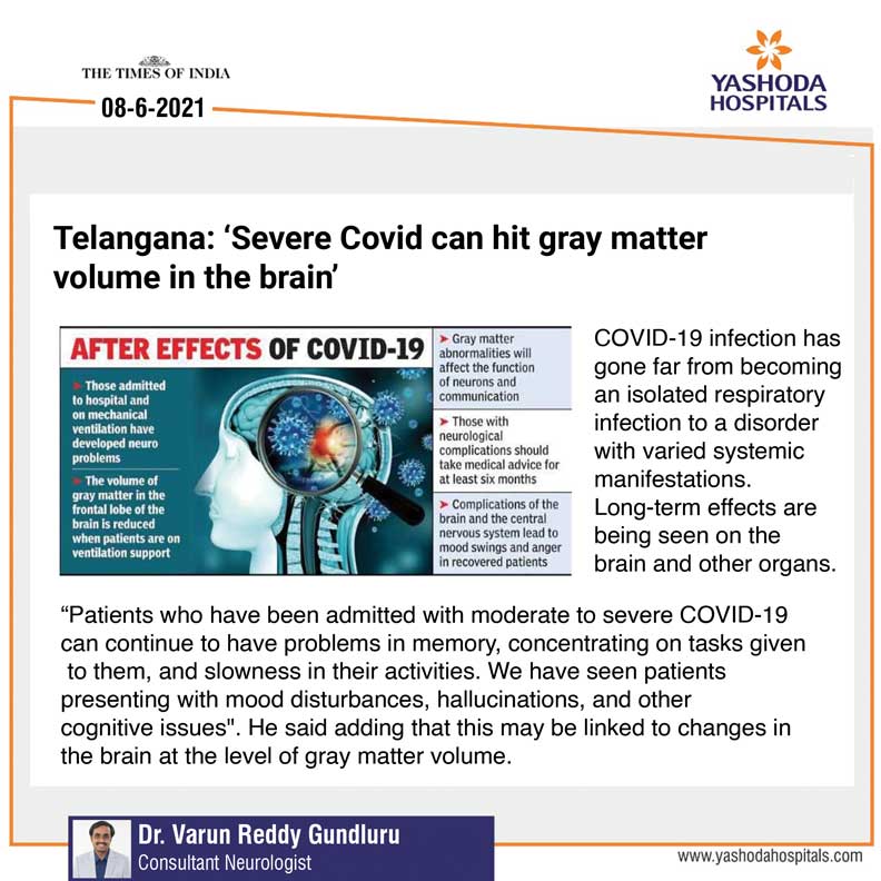 Severe Covid can hit gray matter volume in brain