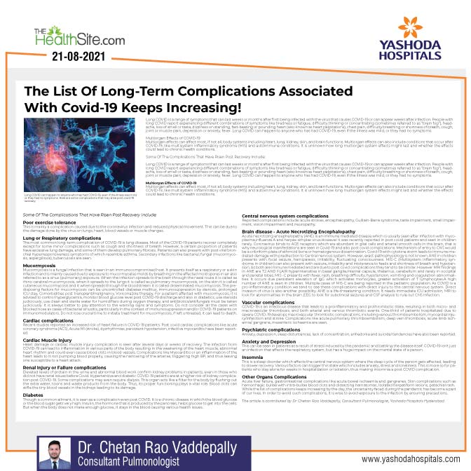 Long terms complications for Covid-19